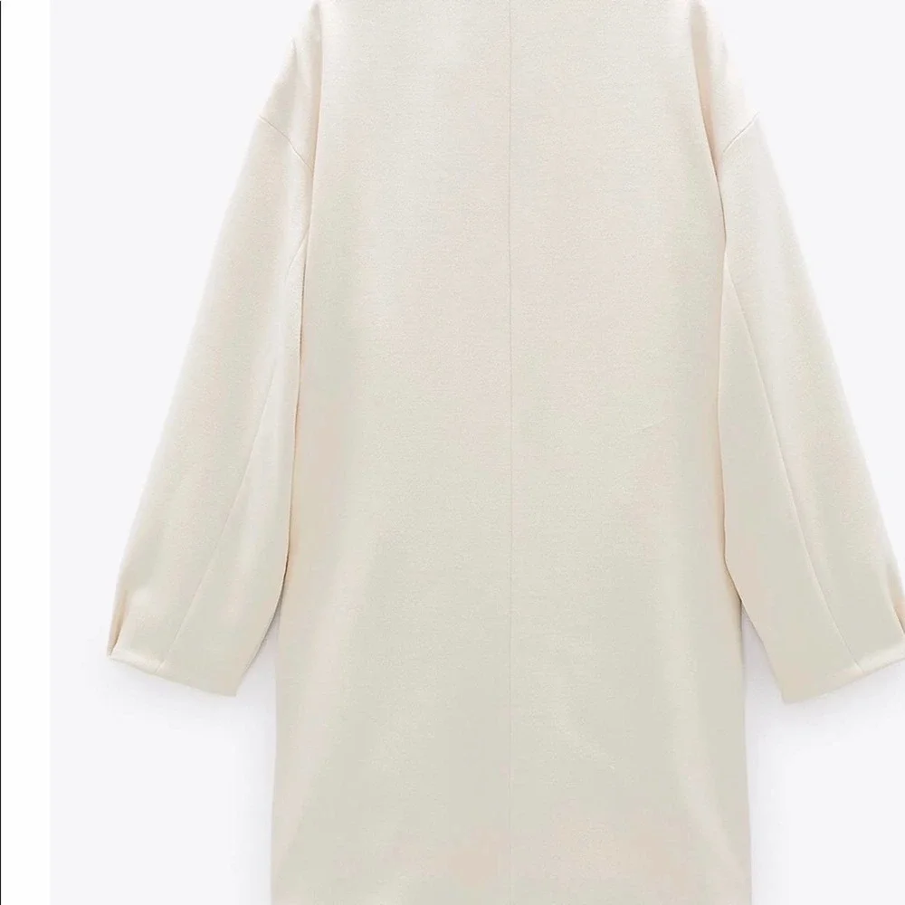 NWT Zara Double Breasted Coat Winter White - Picture 3 of 15